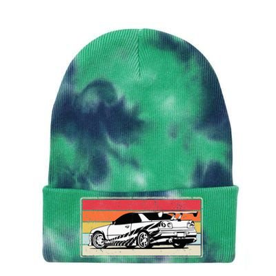 Vintage Tuner Car Skyline Graphic Retro Racing Drift Car Tie Dye 12in Knit Beanie