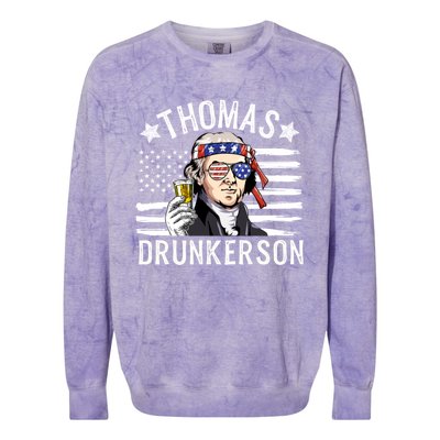 Vintage Thomas Drunkerson Patriotic Flag 4th Of July Funny Gift Colorblast Crewneck Sweatshirt