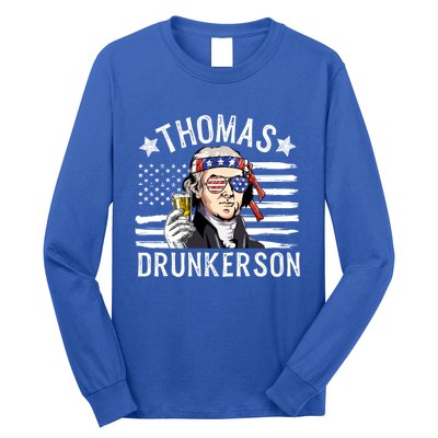 Vintage Thomas Drunkerson Patriotic Flag 4th Of July Funny Gift Long Sleeve Shirt