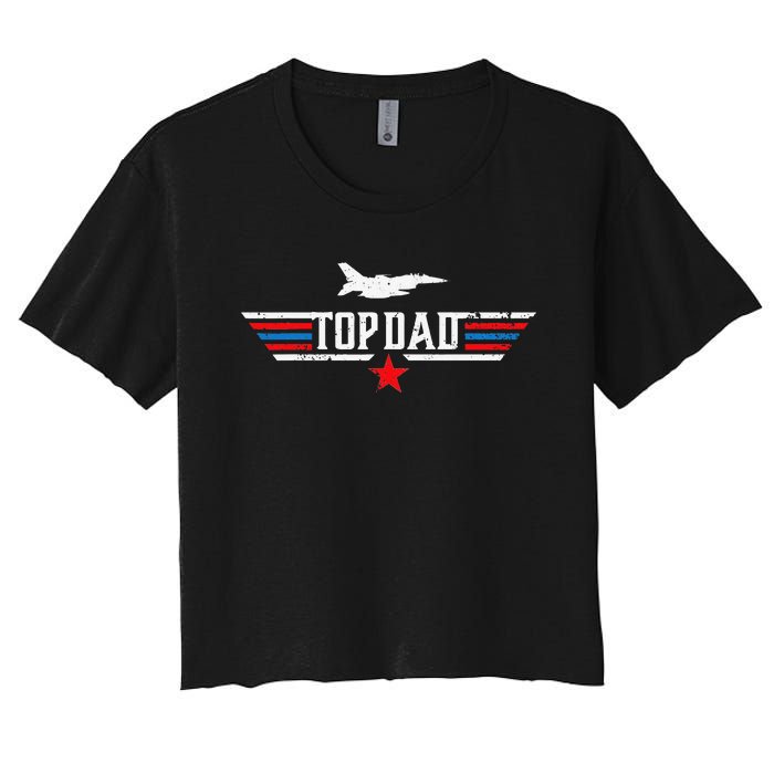 Vintage top dad top movie gun Jet Father's Day Birthday Women's Crop Top Tee