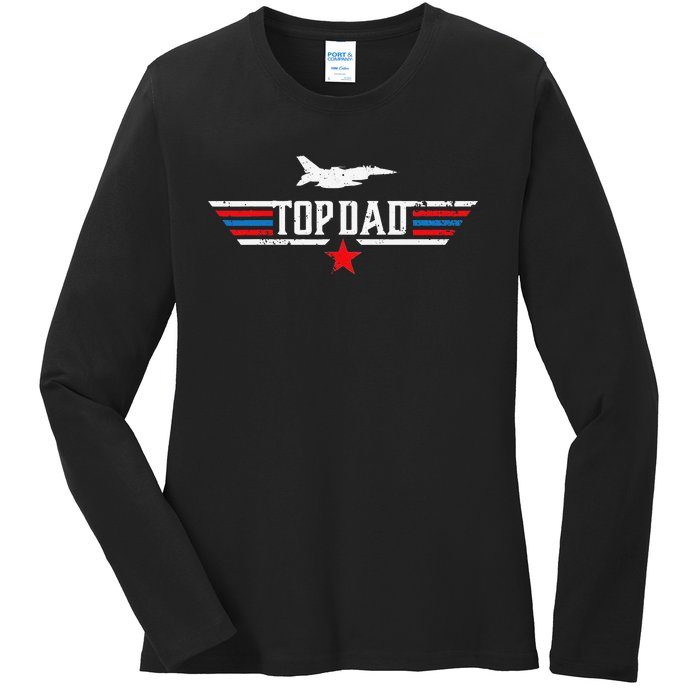 Vintage top dad top movie gun Jet Father's Day Birthday Ladies Long Sleeve Shirt