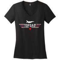 Vintage top dad top movie gun Jet Father's Day Birthday Women's V-Neck T-Shirt