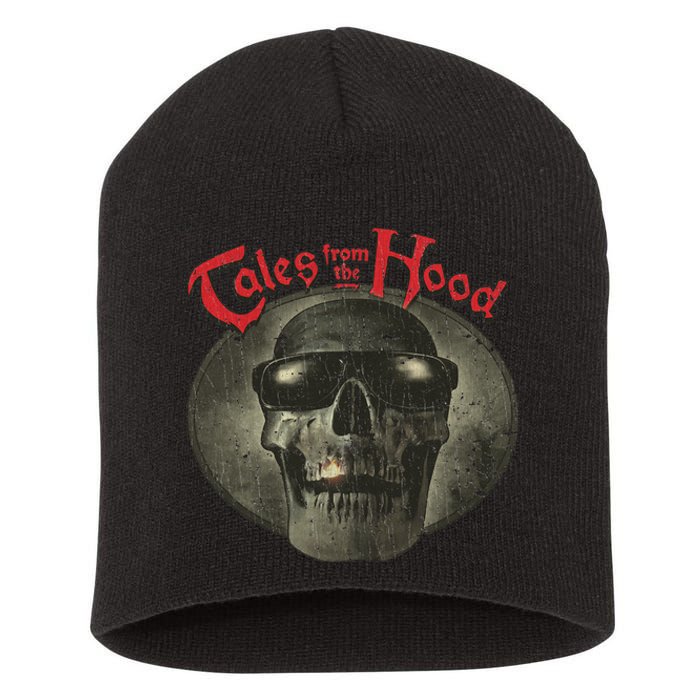 Vintage Tales Dark Skull From The Retro Hood Design Short Acrylic Beanie