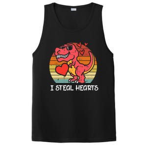 Valentines Trex Dino I Steal Hearts Retro Boy PosiCharge Competitor Tank