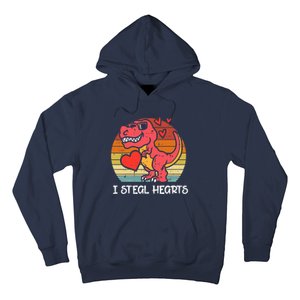 Valentines Trex Dino I Steal Hearts Retro Boy Hoodie