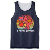 Valentines Trex Dino I Steal Hearts Retro Boy Mesh Reversible Basketball Jersey Tank