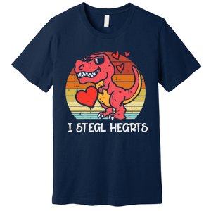 Valentines Trex Dino I Steal Hearts Retro Boy Premium T-Shirt