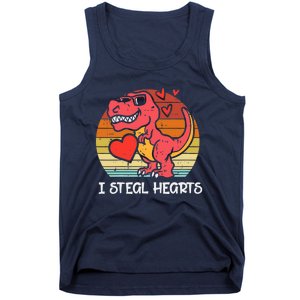 Valentines Trex Dino I Steal Hearts Retro Boy Tank Top