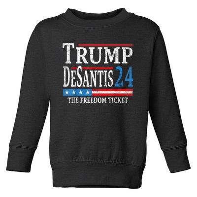 Vintage Trump Desantis 2024 The Freedom Ticket USA Flag Toddler Sweatshirt