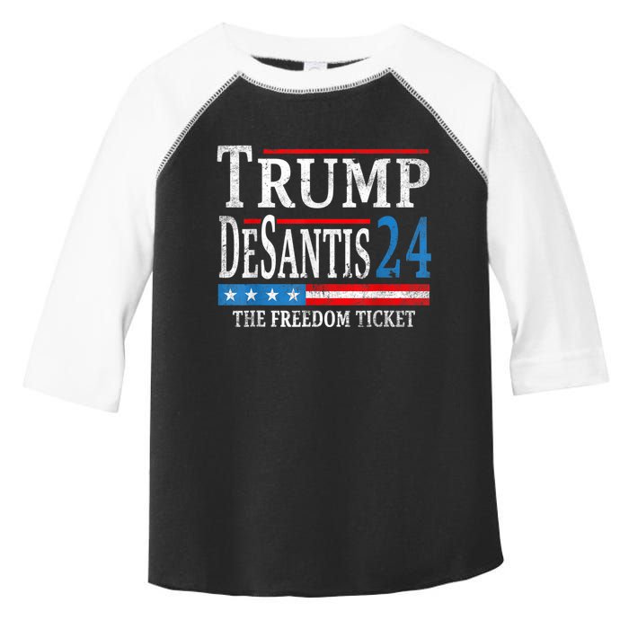 Vintage Trump Desantis 2024 The Freedom Ticket USA Flag Toddler Fine Jersey T-Shirt