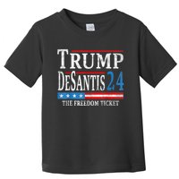 Vintage Trump Desantis 2024 The Freedom Ticket USA Flag Toddler T-Shirt