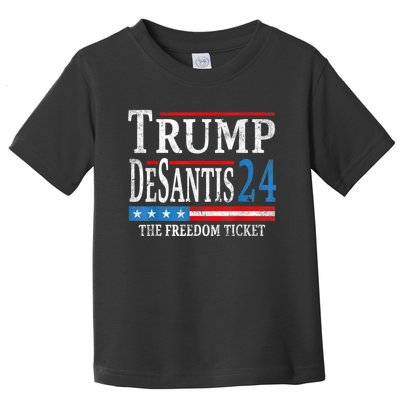 Vintage Trump Desantis 2024 The Freedom Ticket USA Flag Toddler T-Shirt