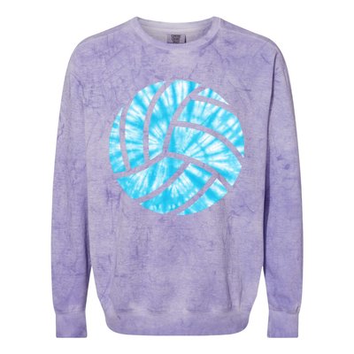 Volleyball Tie Dye Look Blue Purple Perfect Gift Colorblast Crewneck Sweatshirt