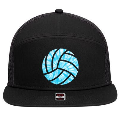 Volleyball Tie Dye Look Blue Purple Perfect Gift 7 Panel Mesh Trucker Snapback Hat