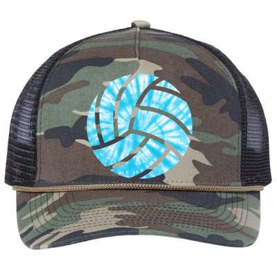 Volleyball Tie Dye Look Blue Purple Perfect Gift Retro Rope Trucker Hat Cap