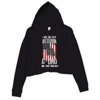 Have Two Titles Veteran And Dad I Rock Them Both Crop Fleece Hoodie