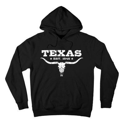 Vintage Texas Distressed Est. 1845 Longhorn Bull Hoodie