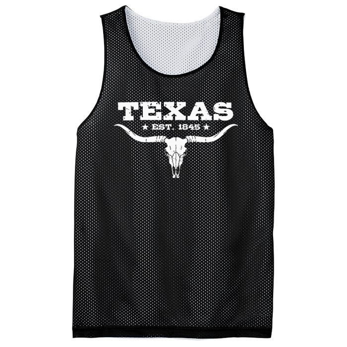 Vintage Texas Distressed Est. 1845 Longhorn Bull Mesh Reversible Basketball Jersey Tank