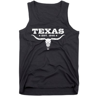 Vintage Texas Distressed Est. 1845 Longhorn Bull Tank Top