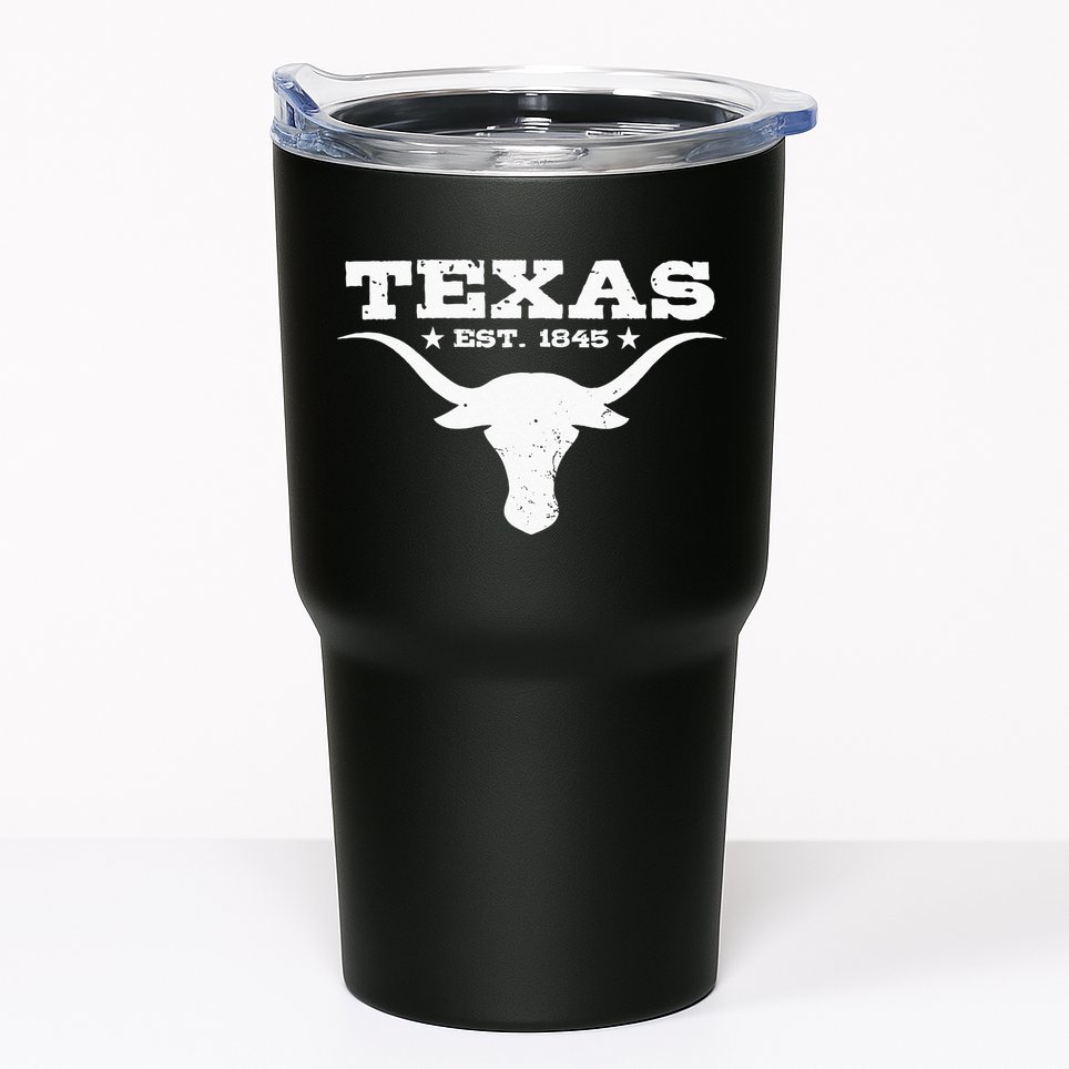 Vintage Texas Distressed Est. 1845 Longhorn Bull Tumbler