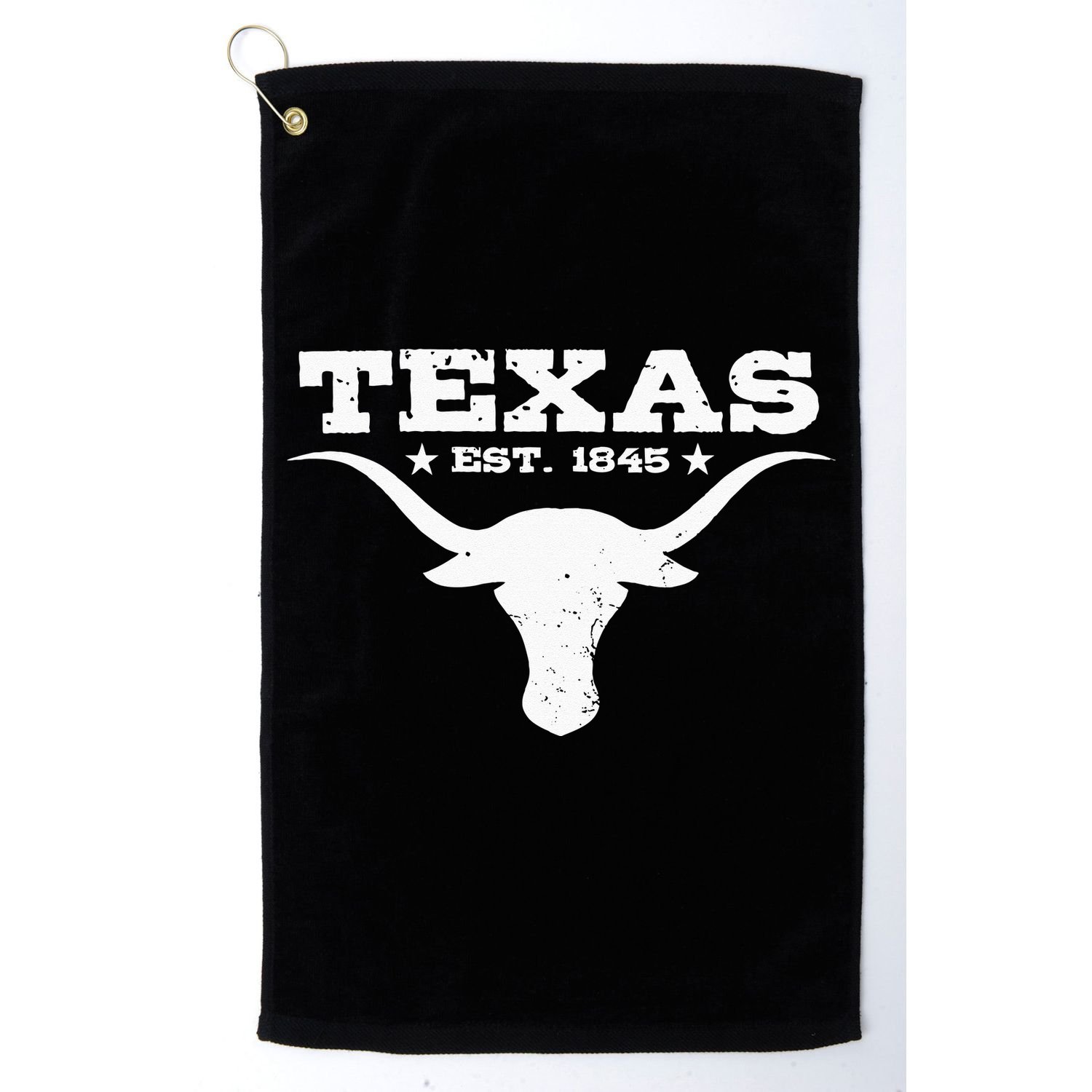 Vintage Texas Distressed Est. 1845 Longhorn Bull Golf Towel