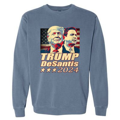 Vintage Trump Desantis 2024 The Freedom Ticket USA Flag Garment-Dyed Sweatshirt