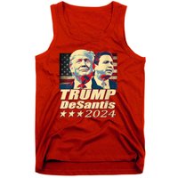 Vintage Trump Desantis 2024 The Freedom Ticket USA Flag Tank Top