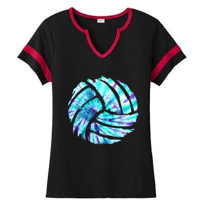 Volleyball Tie Dye Look Blue Purple Perfect Boys Or Girls Gift Ladies Halftime Notch Neck Tee