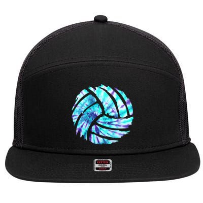 Volleyball Tie Dye Look Blue Purple Perfect Boys Or Girls Gift 7 Panel Mesh Trucker Snapback Hat