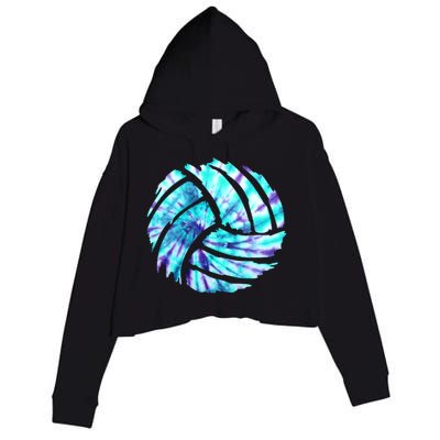 Volleyball Tie Dye Look Blue Purple Perfect Boys Or Girls Gift Crop Fleece Hoodie