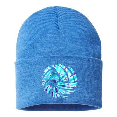 Volleyball Tie Dye Look Blue Purple Perfect Boys Or Girls Gift Sustainable Knit Beanie