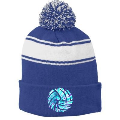 Volleyball Tie Dye Look Blue Purple Perfect Boys Or Girls Gift Stripe Pom Pom Beanie