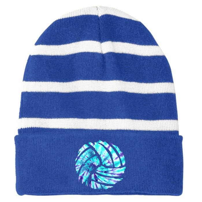 Volleyball Tie Dye Look Blue Purple Perfect Boys Or Girls Gift Striped Beanie with Solid Band