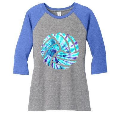 Volleyball Tie Dye Look Blue Purple Perfect Boys Or Girls Gift Women's Tri-Blend 3/4-Sleeve Raglan Shirt