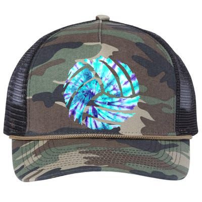 Volleyball Tie Dye Look Blue Purple Perfect Boys Or Girls Gift Retro Rope Trucker Hat Cap