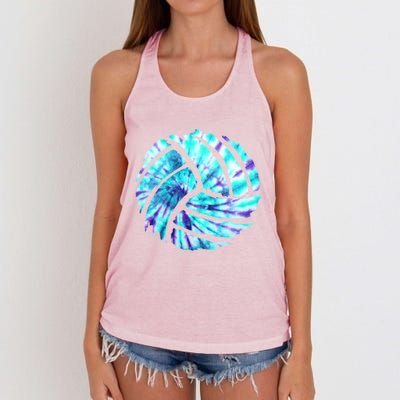 Volleyball Tie Dye Look Blue Purple Perfect Boys Or Girls Gift Women's Knotted Racerback Tank