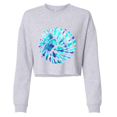 Volleyball Tie Dye Look Blue Purple Perfect Boys Or Girls Gift Cropped Pullover Crew