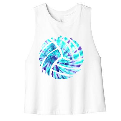 Volleyball Tie Dye Look Blue Purple Perfect Boys Or Girls Gift Women's Racerback Cropped Tank