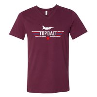 Vintage Top Dad Top Movie Gun Jet Fathers Day Birthday V-Neck T-Shirt