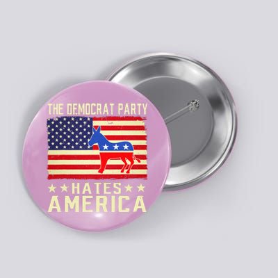 vintage The Democrat Party Hates America Donkey Button