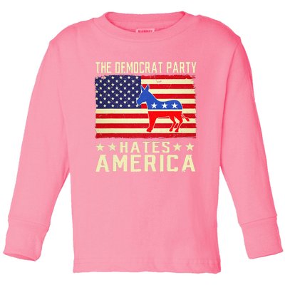 vintage The Democrat Party Hates America Donkey Toddler Long Sleeve Shirt