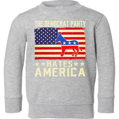 vintage The Democrat Party Hates America Donkey Toddler Sweatshirt