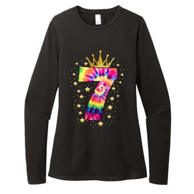 Vibrant Tie Dye 7th Birthday Celebration for a 7 YearOld Womens CVC Long Sleeve Shirt