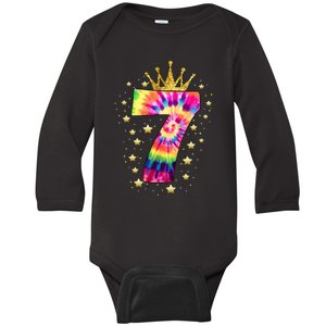 Vibrant Tie Dye 7th Birthday Celebration for a 7 YearOld Baby Long Sleeve Bodysuit