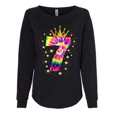 Vibrant Tie Dye 7th Birthday Celebration for a 7 YearOld Womens California Wash Sweatshirt