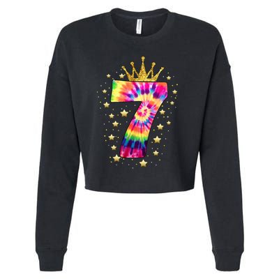 Vibrant Tie Dye 7th Birthday Celebration for a 7 YearOld Cropped Pullover Crew