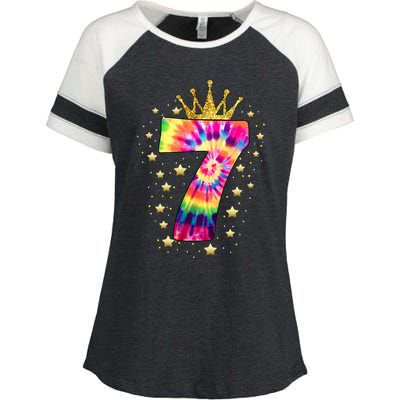 Vibrant Tie Dye 7th Birthday Celebration for a 7 YearOld Enza Ladies Jersey Colorblock Tee