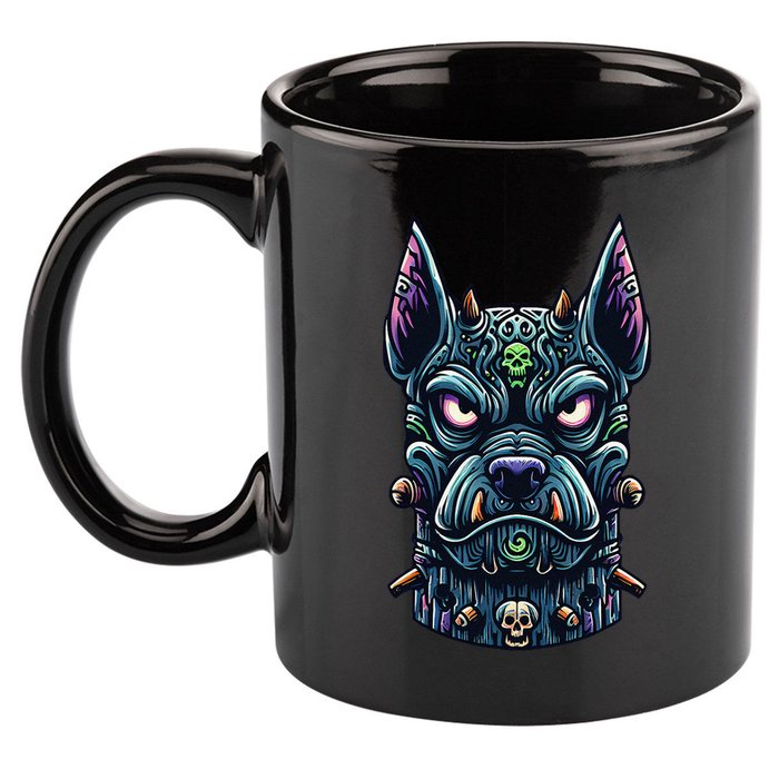 Voodoo Tiki Doberman Fierce Tribal Guardian 11oz C Handle Ceramic Mug