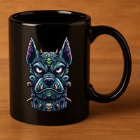 Voodoo Tiki Doberman Fierce Tribal Guardian 11oz C Handle Ceramic Mug