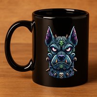 Voodoo Tiki Doberman Fierce Tribal Guardian 11oz C Handle Ceramic Mug